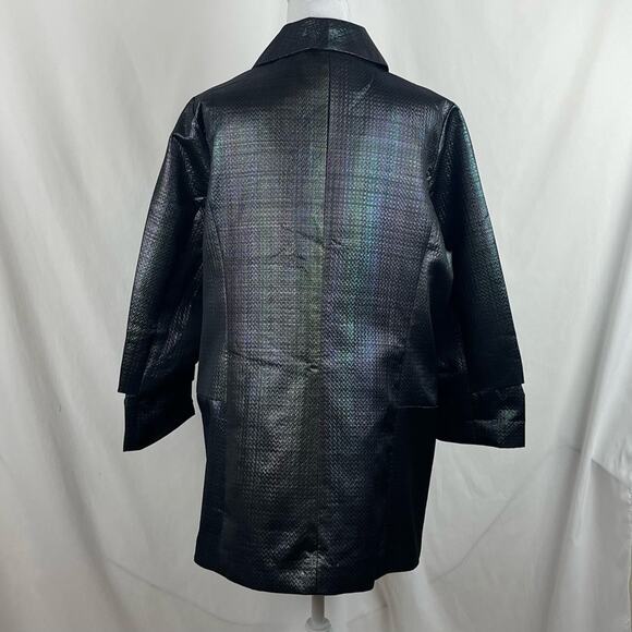 Anthropologie Hutch Iridescent Metallic Gray Glam Event Jacket NWOT Size XL - Picture 5 of 12